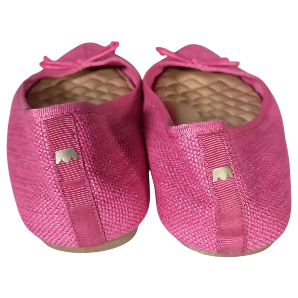 Birdies The Goldfinch Raffia Flats Shoes Pointed Toe Bow Pink Womens 8
